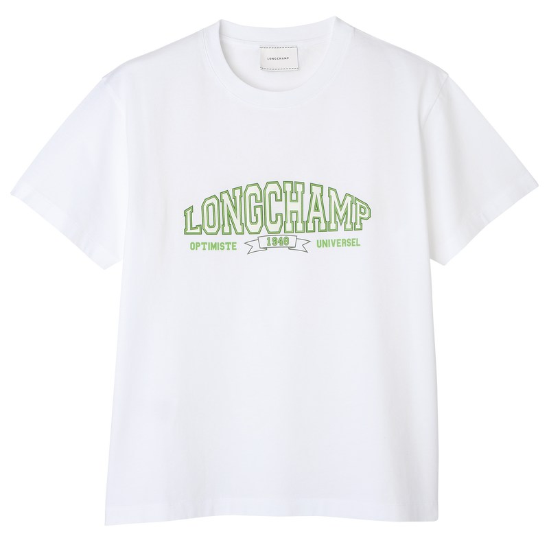 Longchamp T-shirt Beyaz | 29305-MLXZ