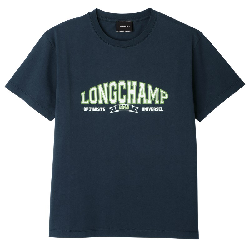 Longchamp T-shirt Lacivert | 63572-IJTN