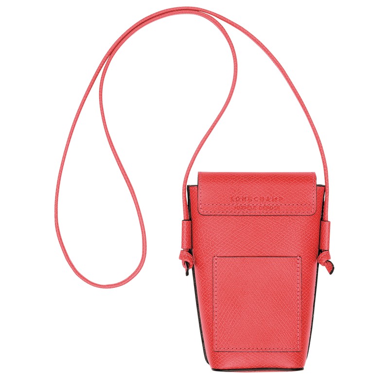 Longchamp Épure Phone Case With Leather Lace Strawberry | 85136-NDUP