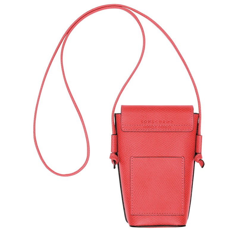 Longchamp Épure Phone Case With Leather Lace Strawberry | 20196-NCSQ